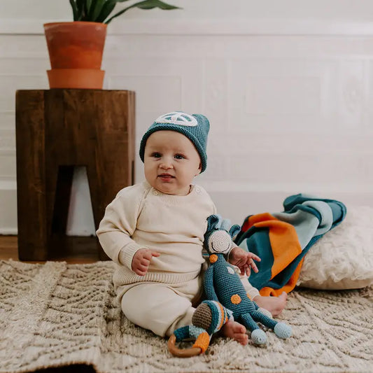 Organic Cotton Blue Baby Peace Hat