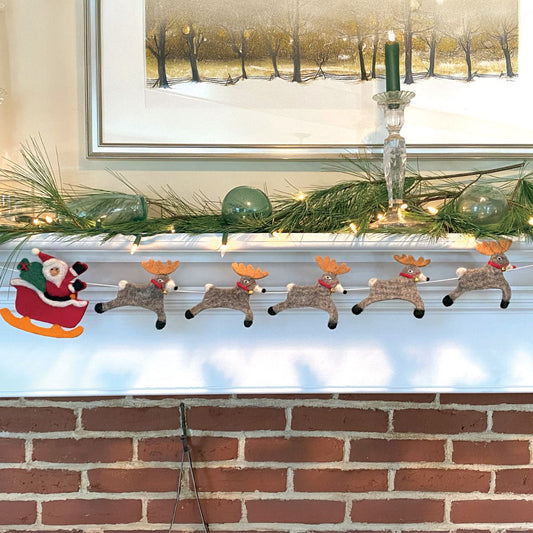 Felt Santa and Reindeer Garland