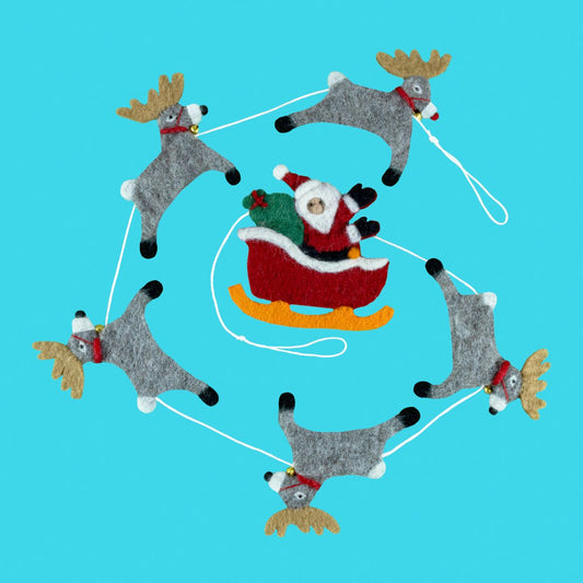 Felt Santa and Reindeer Garland