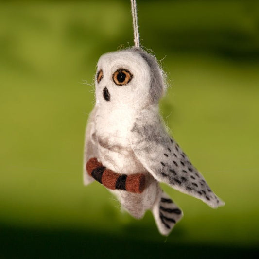 Snowy Owl Woolie Bird Ornament