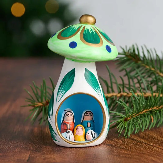 Mushroom Nativity Scene