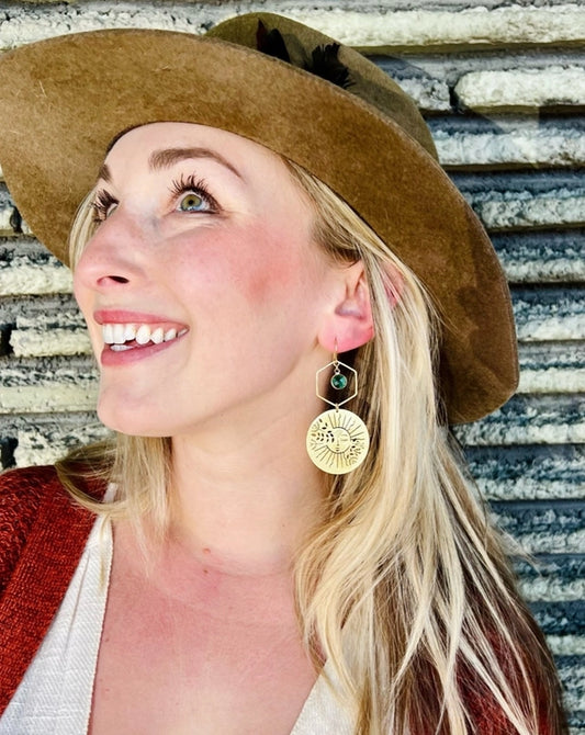 Brass Garden Sun Earrings