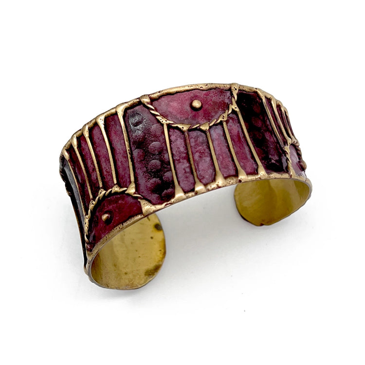 Plum Arched Lines Patina Cuff