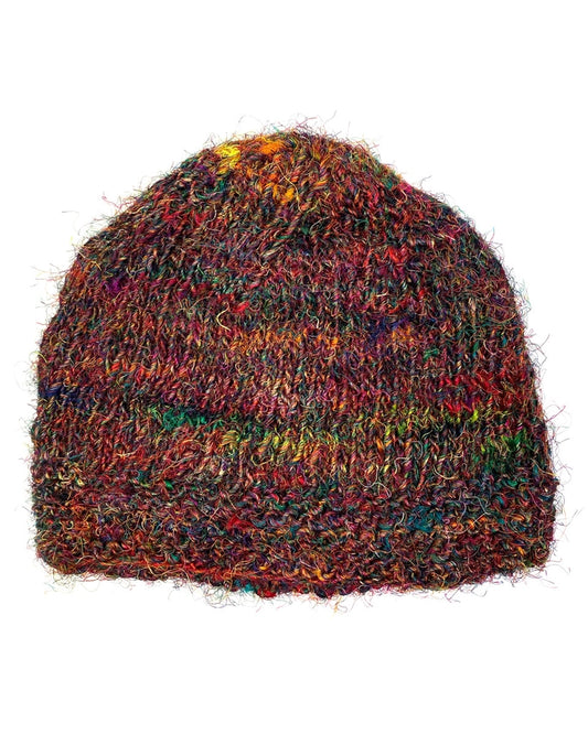 Multicolor Upcycled Silk Beanie
