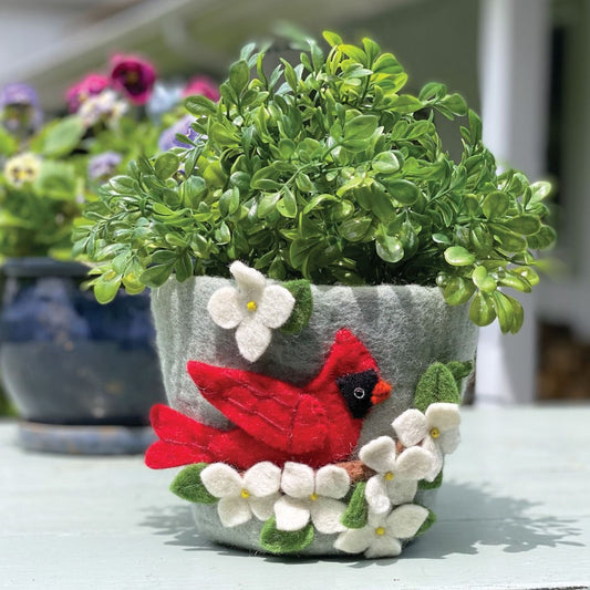 Dogwood Cardinal Felt Planter