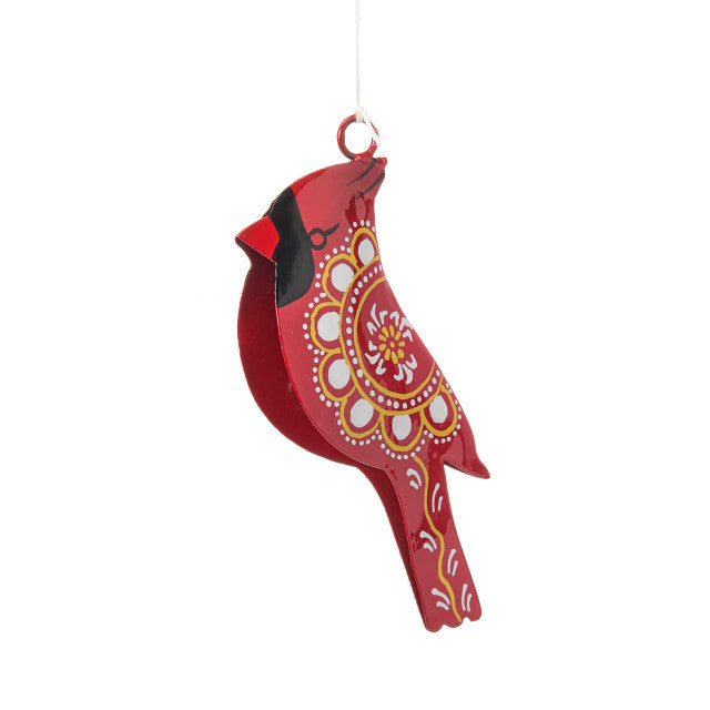 Hand-Painted Cardinal Metal Ornament