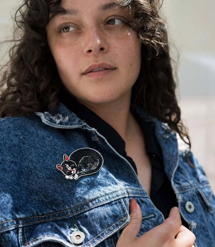 Bala Mani Beaded Sleeping Cat Brooch