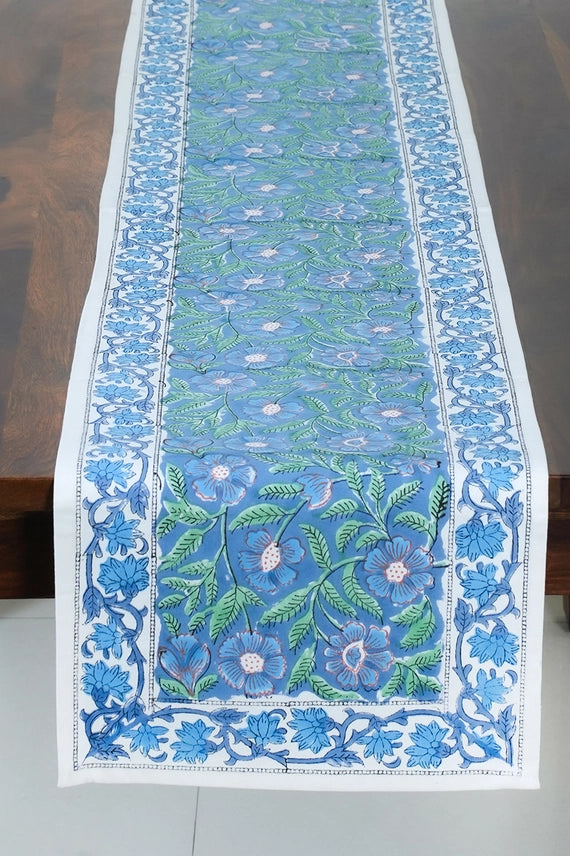 Sage & Blue Floral Table Runner