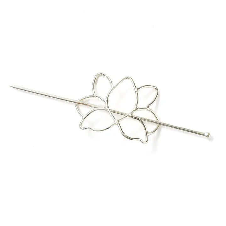 Silver Finish Lotus Hair Hoop/Pin