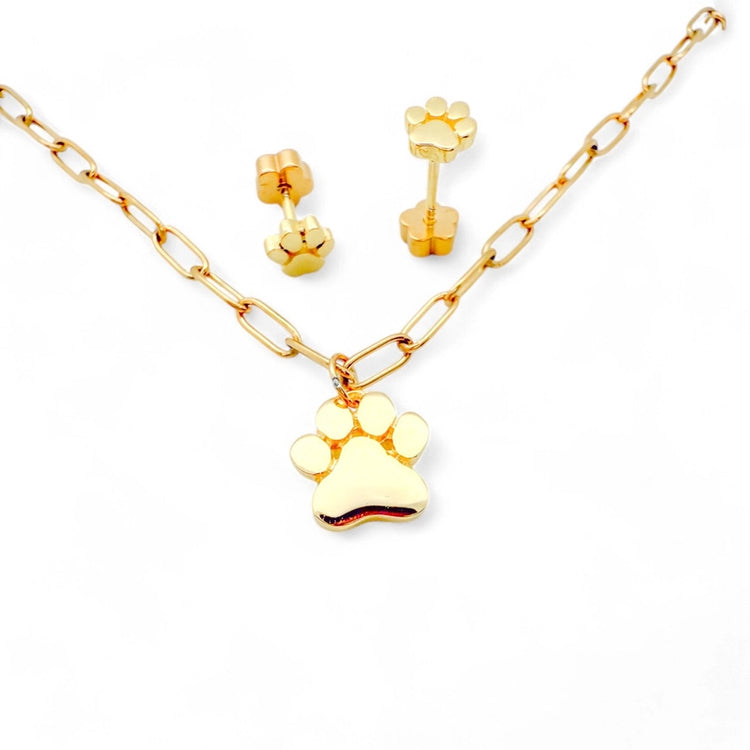 Paw Print Kid's Necklace and Earring Set