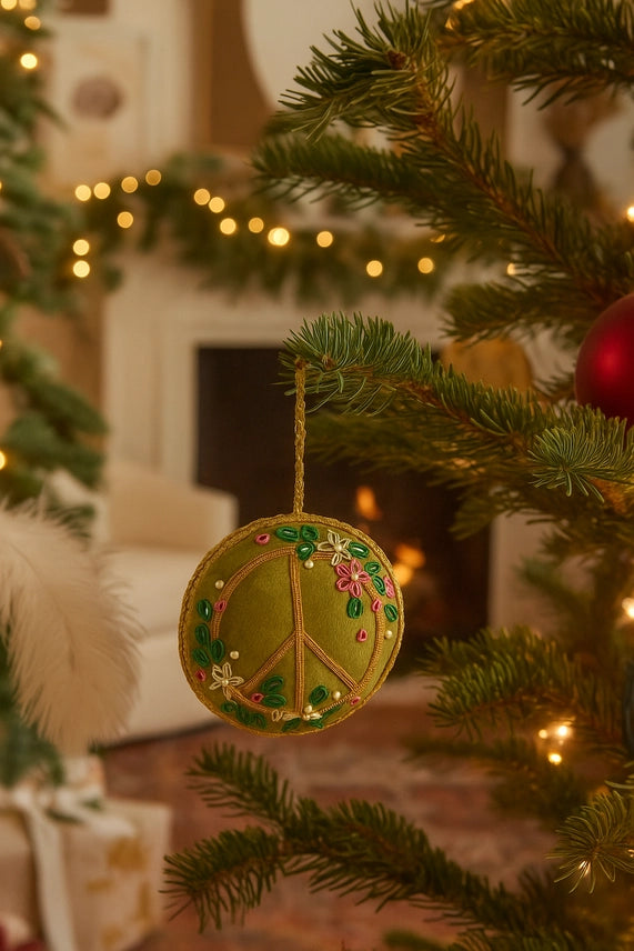Larissa Floral Peace Sign Beaded Ornament