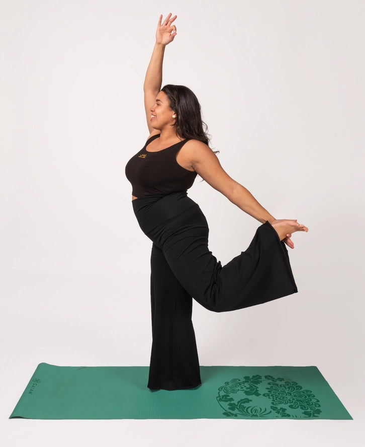 Organic Roll-Top Black Flowy Pants