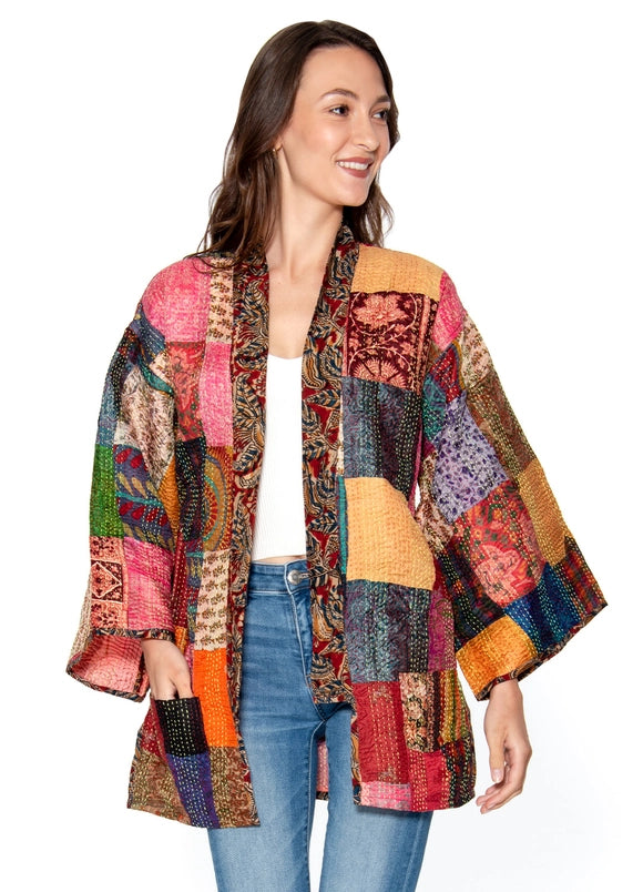 Reversible Kantha Silk Kimono Jacket