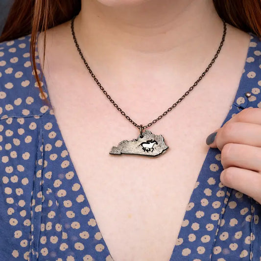 Kentucky Outline Pewter Necklace