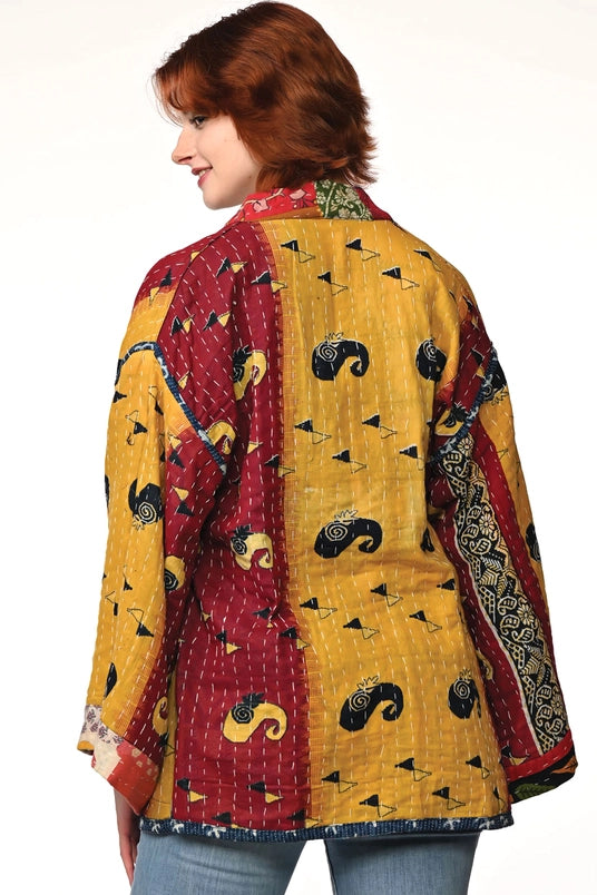 Reversible Cotton Kantha Kimono Jacket