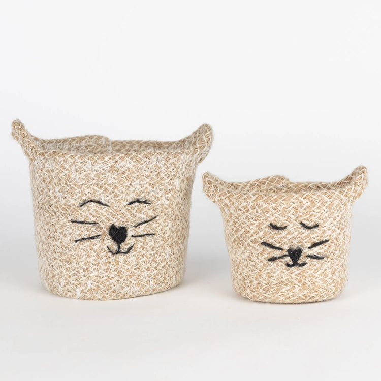 Cat Face Jute Basket