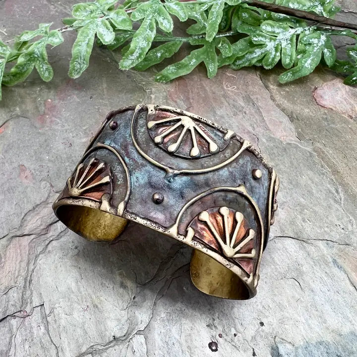Rustic Blue Rising Sun Cuff Bracelet