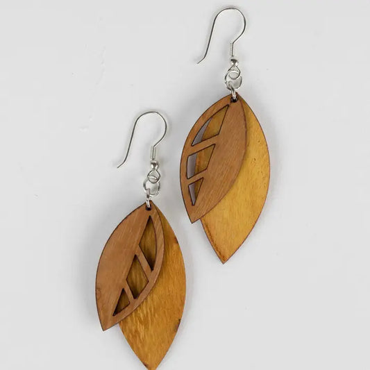Falling Leaves Wooden Earrings