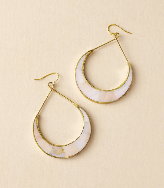 Ranjani Crescent Mother of Pearl Hoop Earrings
