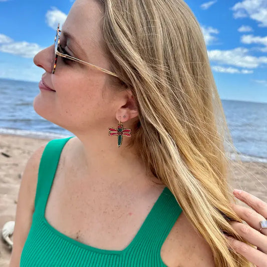 Dragonfly Beaded Earrings