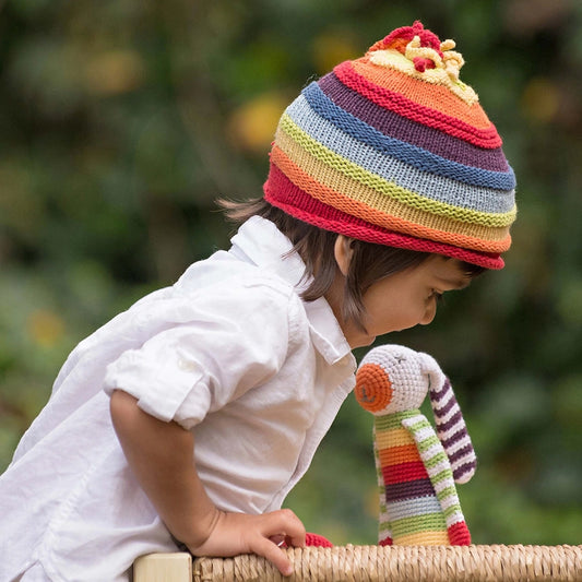 Knit Rainbow Baby Beanie