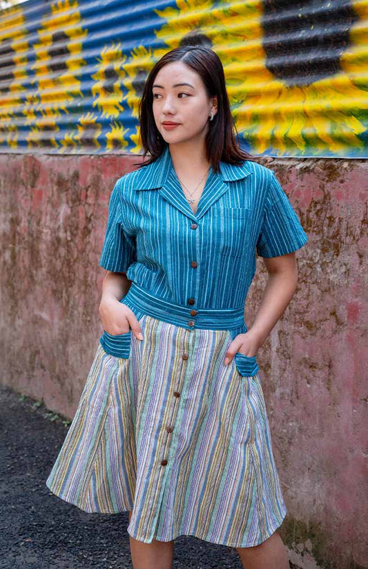 Striped Cotton Pocket Skirt