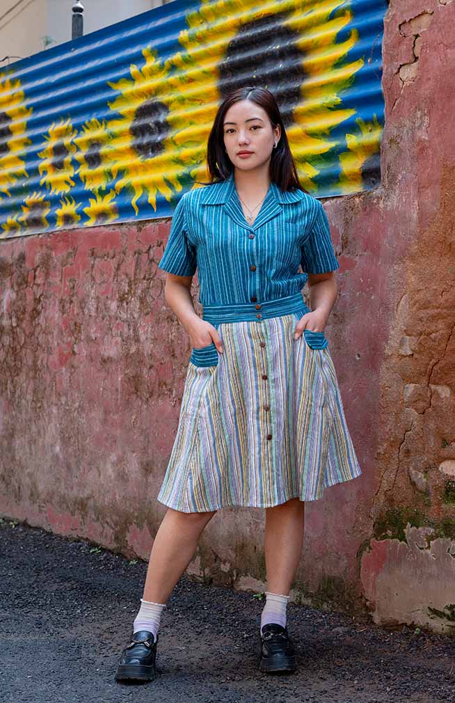 Striped Cotton Pocket Skirt