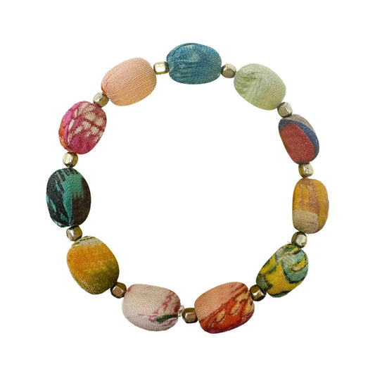 Kantha Oval Beaded Bracelet