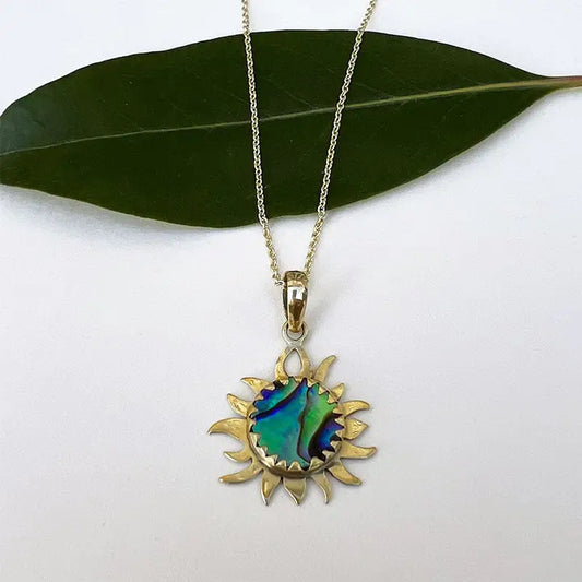 Abalone Sun Brass Necklace