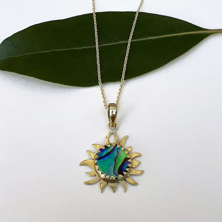 Abalone Sun Brass Necklace