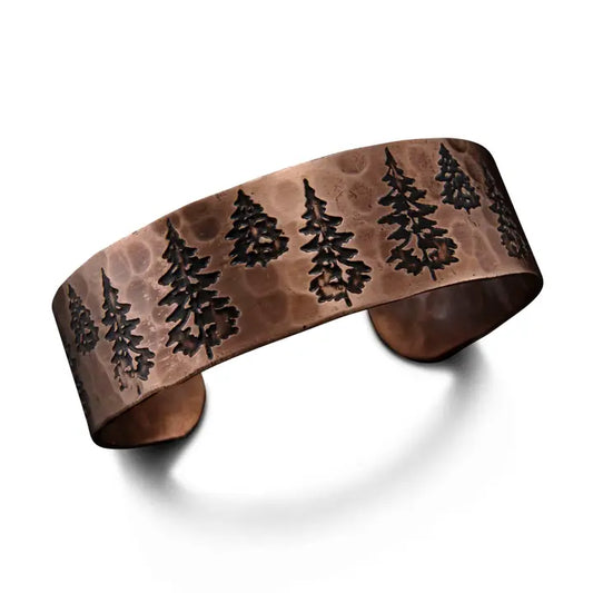 Trees Copper Engraved Cuff Bracelet