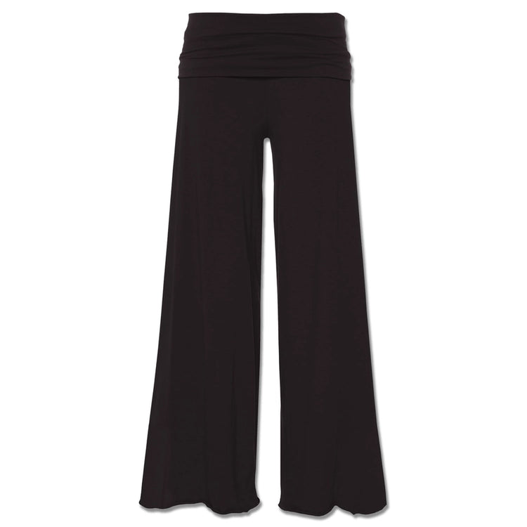 Organic Roll-Top Black Flowy Pants