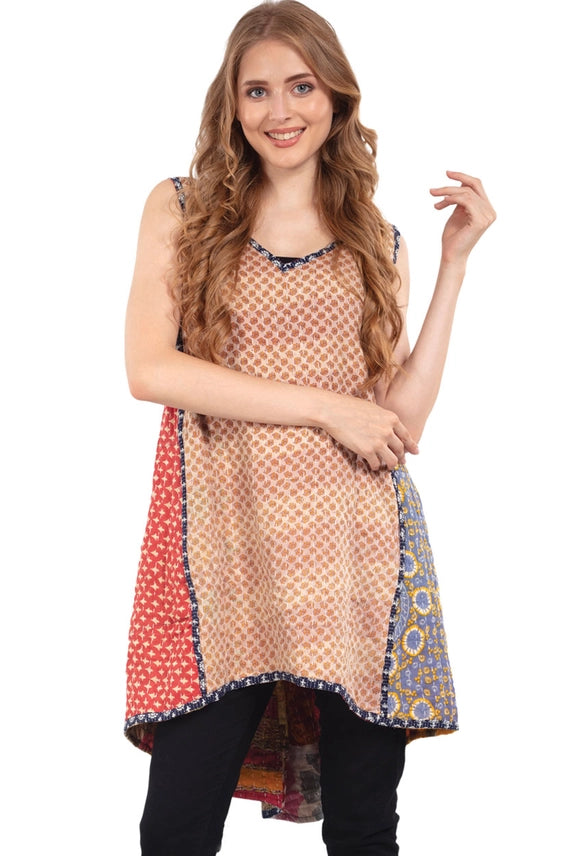 Reversible Kantha Sleeveless Tunic Dress