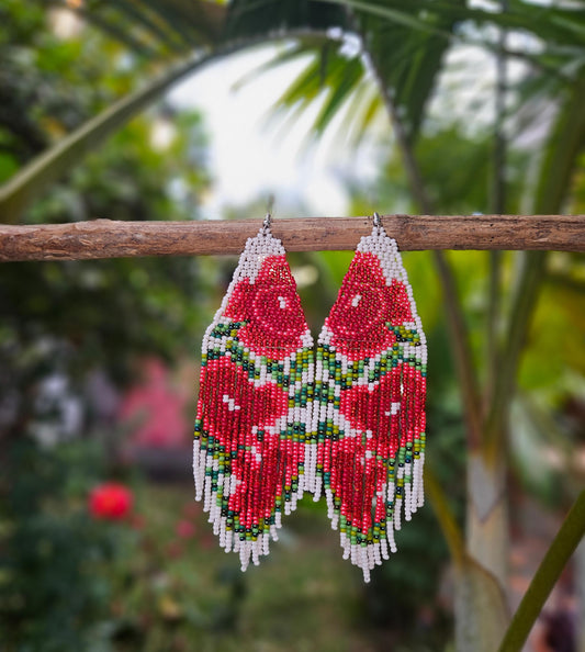 Beaded Rose Earrings