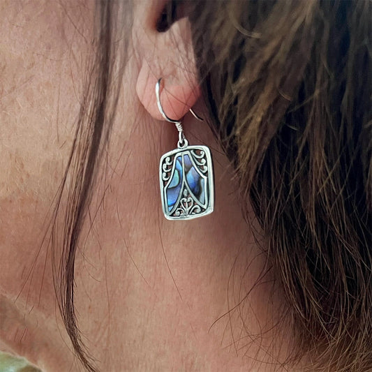 Fair and Square Abalone and Sterling Earrings