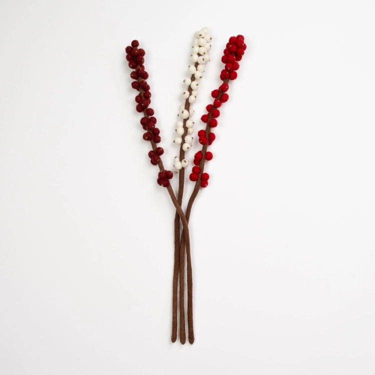 Felt Winterberry Ilex Stem