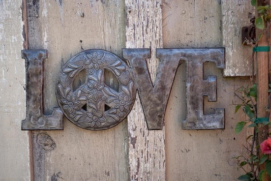Love & Peace Haitian Metal Wall Art