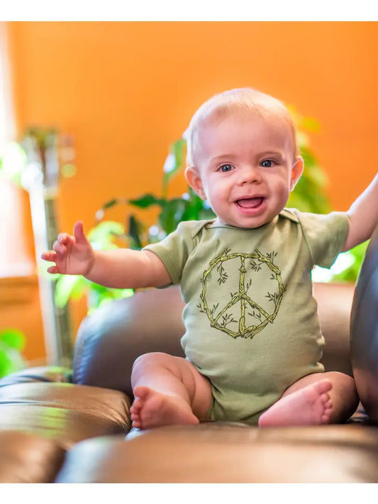 Driftwood Peace Sign Organic Baby Bodysuit
