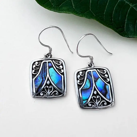 Fair and Square Abalone and Sterling Earrings