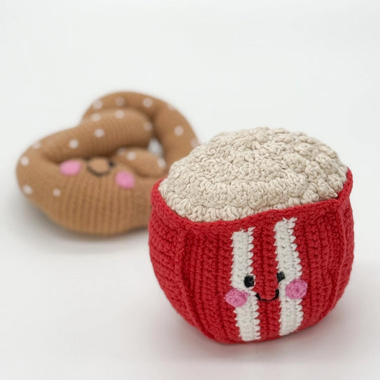 Knitted Popcorn Bucket Rattle