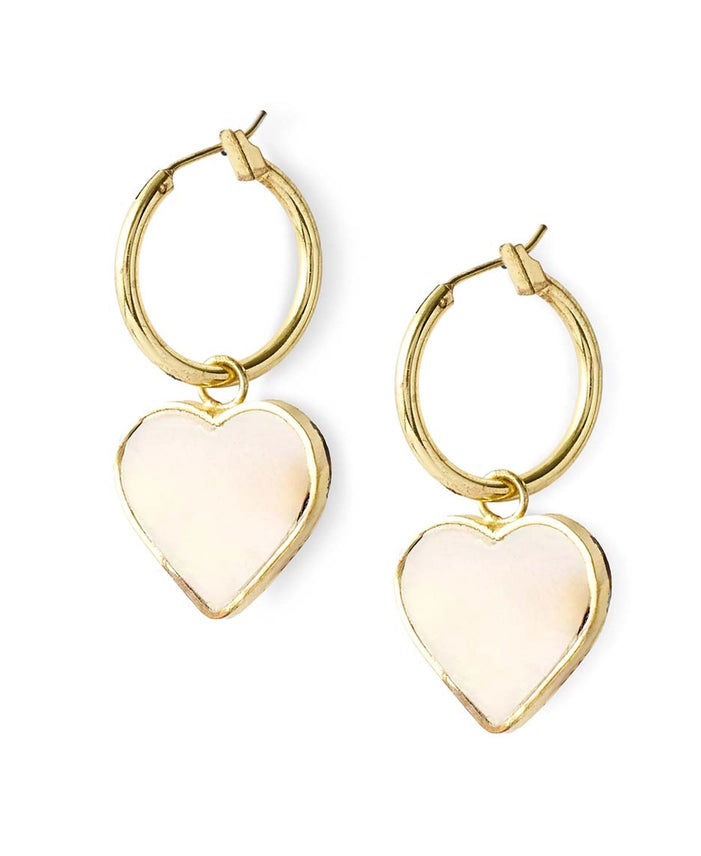Rajani Hoop Heart Mother of Pearl Earrings