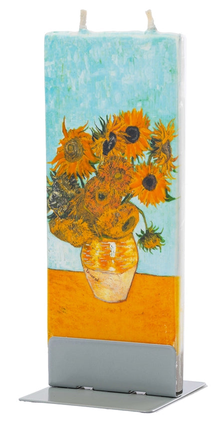 Van Gogh's Sunflowers Handpainted Flat Candle