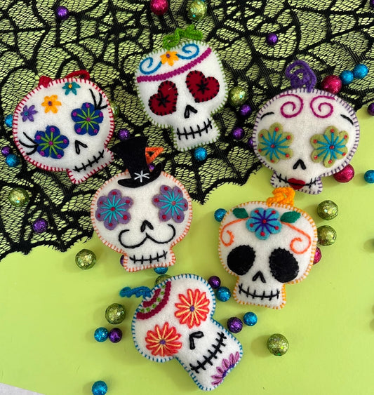 Sugar Skull Embroidered Ornament