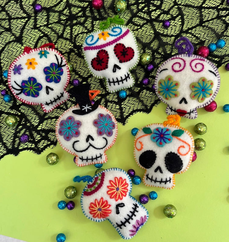 Sugar Skull Embroidered Ornament