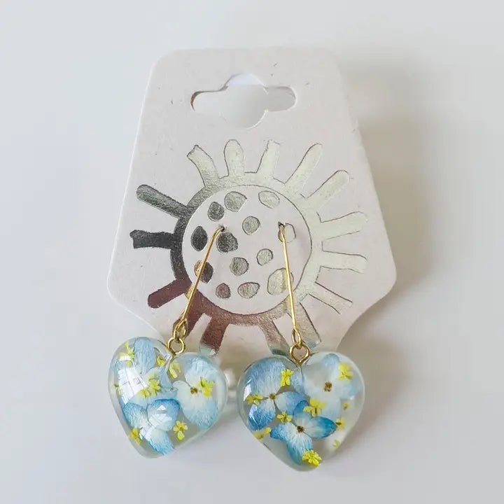 Stand with Ukraine Heart Floral Earrings