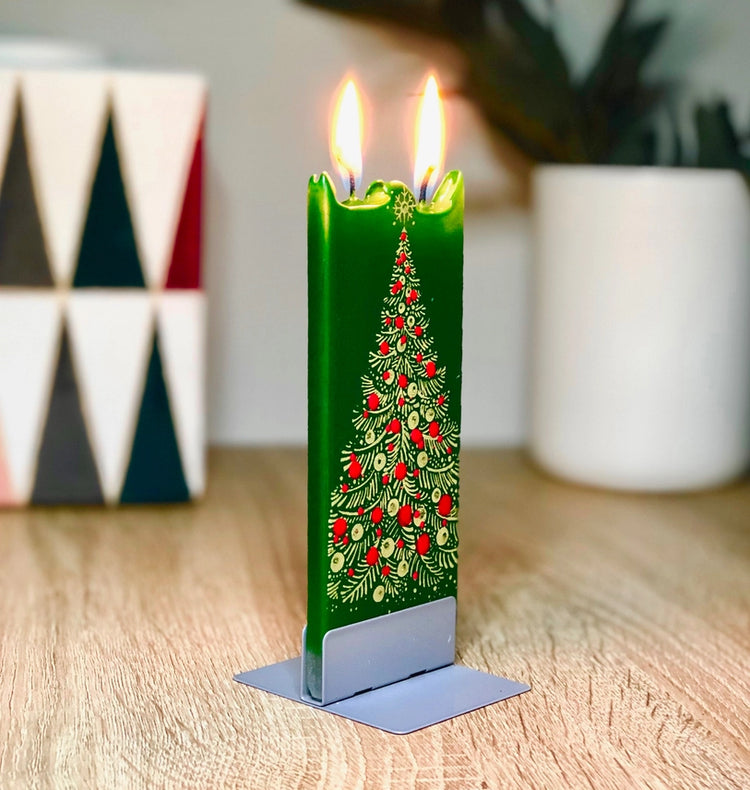 Gold Christmas Tree Flat Candle