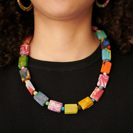 Kantha Dotted Block Necklace