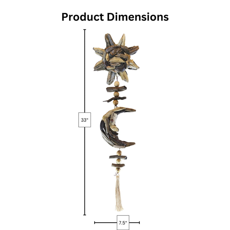 Hanging Driftwood Double Sun and Moon Decor