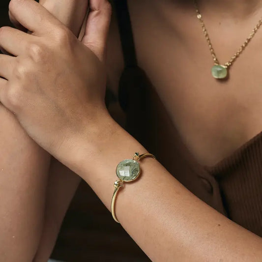 Gold-Plated Prehnite Bracelet