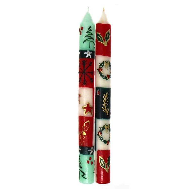 Christmas Hand-Painted Taper Candle Set